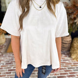 Suede Swing Blouse - Cream-200 Fashion Blouses-FATE-July & June Women's Fashion Boutique Located in San Antonio, Texas