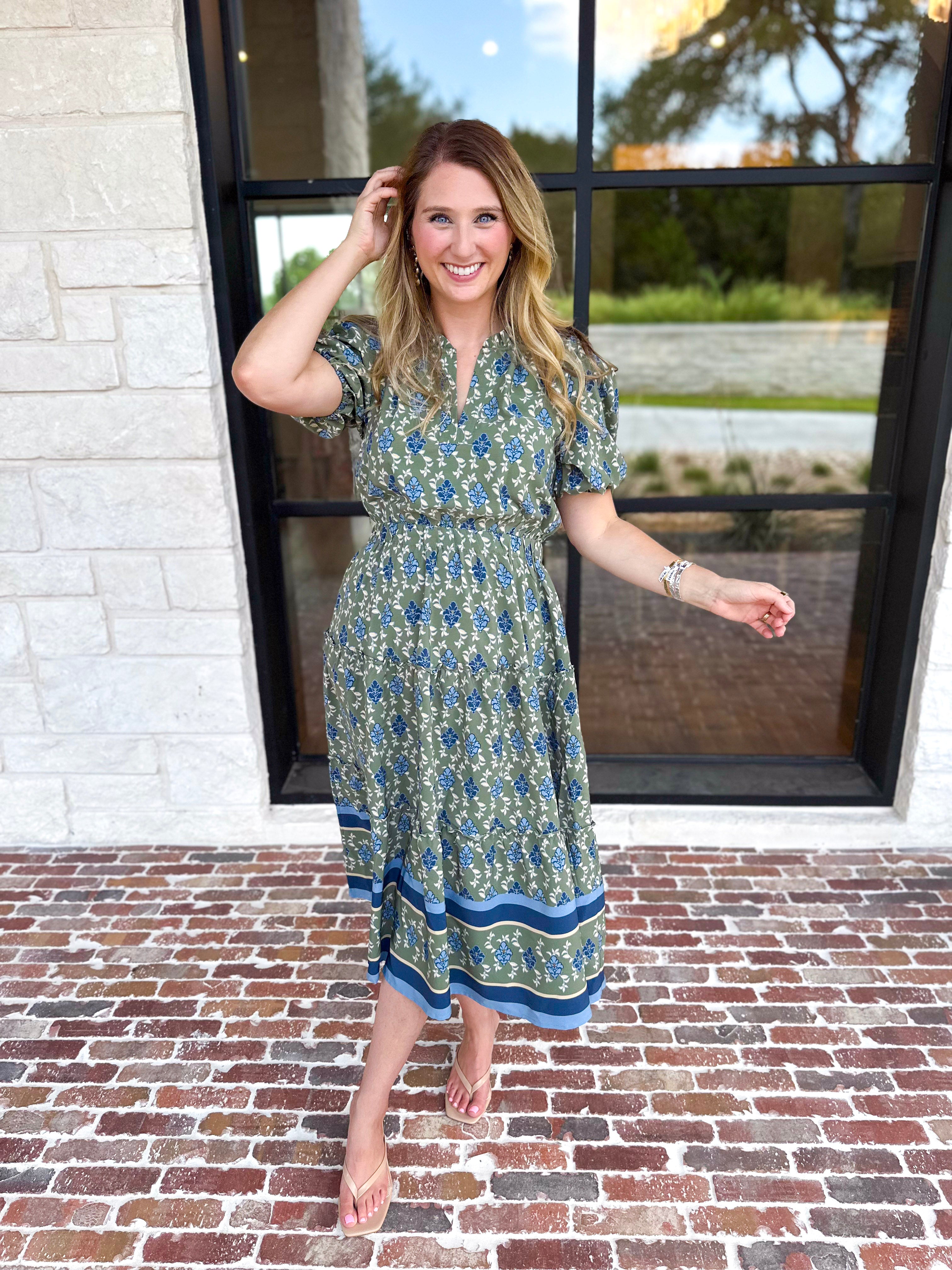 Mary Square - Lainey Midi Dress - Olive-500 Midi-MARY SQUARE-July & June Women's Fashion Boutique Located in San Antonio, Texas