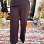 Liverpool - Kayla Wide Leg Trousers - Dark Brown-400 Pants-LIVERPOOL JEANS COMPANY-July & June Women's Fashion Boutique Located in San Antonio, Texas