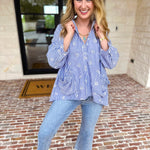 Seashell Flow Button Down Blouse-200 Fashion Blouses-FATE-July & June Women's Fashion Boutique Located in San Antonio, Texas