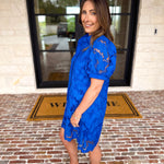 Anna Lace Mini Dress - Royal Blue-510 Mini-JODIFL-July & June Women's Fashion Boutique Located in San Antonio, Texas