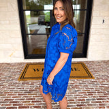 Anna Lace Mini Dress - Royal Blue-510 Mini-JODIFL-July & June Women's Fashion Boutique Located in San Antonio, Texas