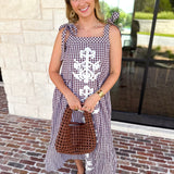 Plaid About You Midi Dress - Chocolate-500 Midi-ENTRO-July & June Women's Fashion Boutique Located in San Antonio, Texas