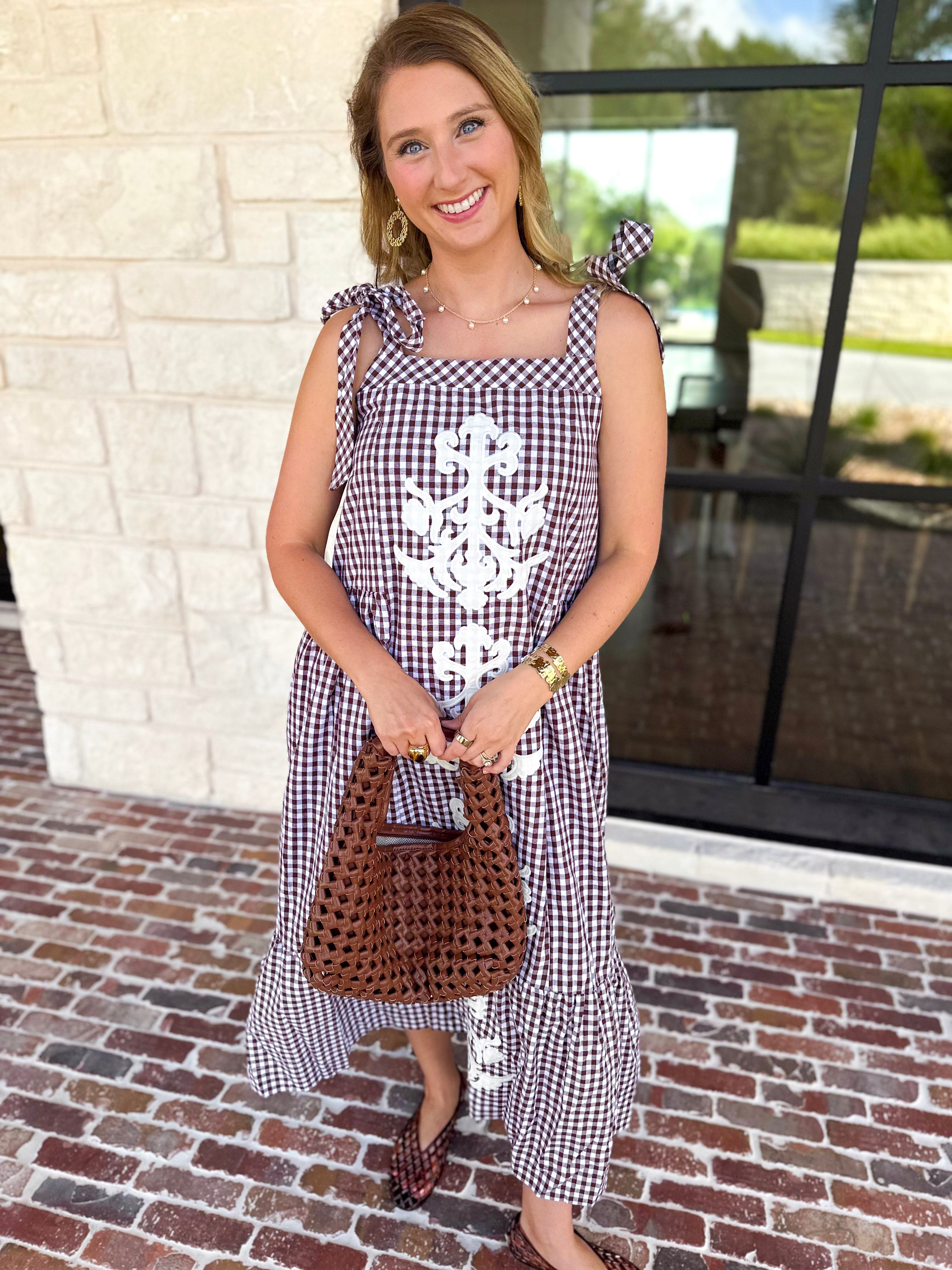 Plaid About You Midi Dress - Chocolate-500 Midi-ENTRO-July & June Women's Fashion Boutique Located in San Antonio, Texas
