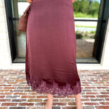 Fall Must Have Midi Skirt - Merlot-410 Shorts/Skirts-ENTRO-July & June Women's Fashion Boutique Located in San Antonio, Texas