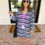 The Paloma Cover Up - Blue-300 Athleisure/Lounge-SHIRALEAH-July & June Women's Fashion Boutique Located in San Antonio, Texas