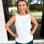 Liverpool - Classic Boatneck Knit Tank - White-210 Casual Blouses-LIVERPOOL JEANS COMPANY-July & June Women's Fashion Boutique Located in San Antonio, Texas