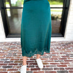 Fall Must Have Midi Skirt - Hunter Green-410 Shorts/Skirts-ENTRO-July & June Women's Fashion Boutique Located in San Antonio, Texas