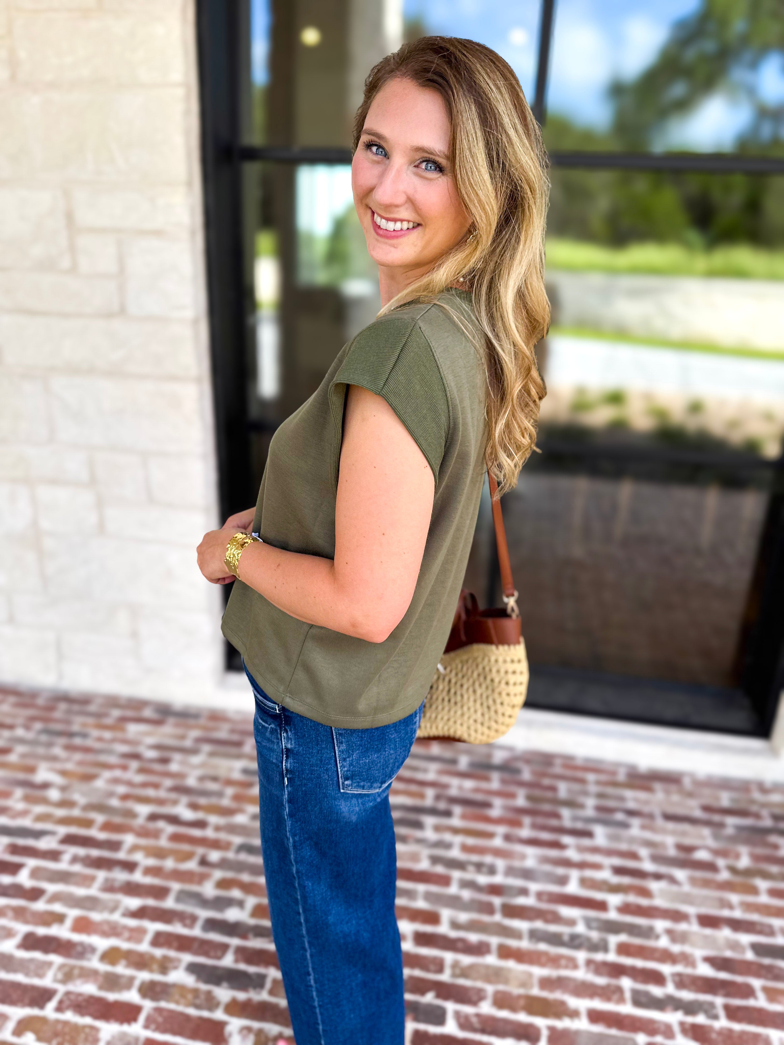 Chic Essentials Top - Olive-210 Casual Blouses-ENTRO-July & June Women's Fashion Boutique Located in San Antonio, Texas