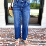 Vervet - Mid Rise Dark Wash Ankle Wide Leg Jeans-420 Denim-VEVERT BY FLYING MONKEY-July & June Women's Fashion Boutique Located in San Antonio, Texas