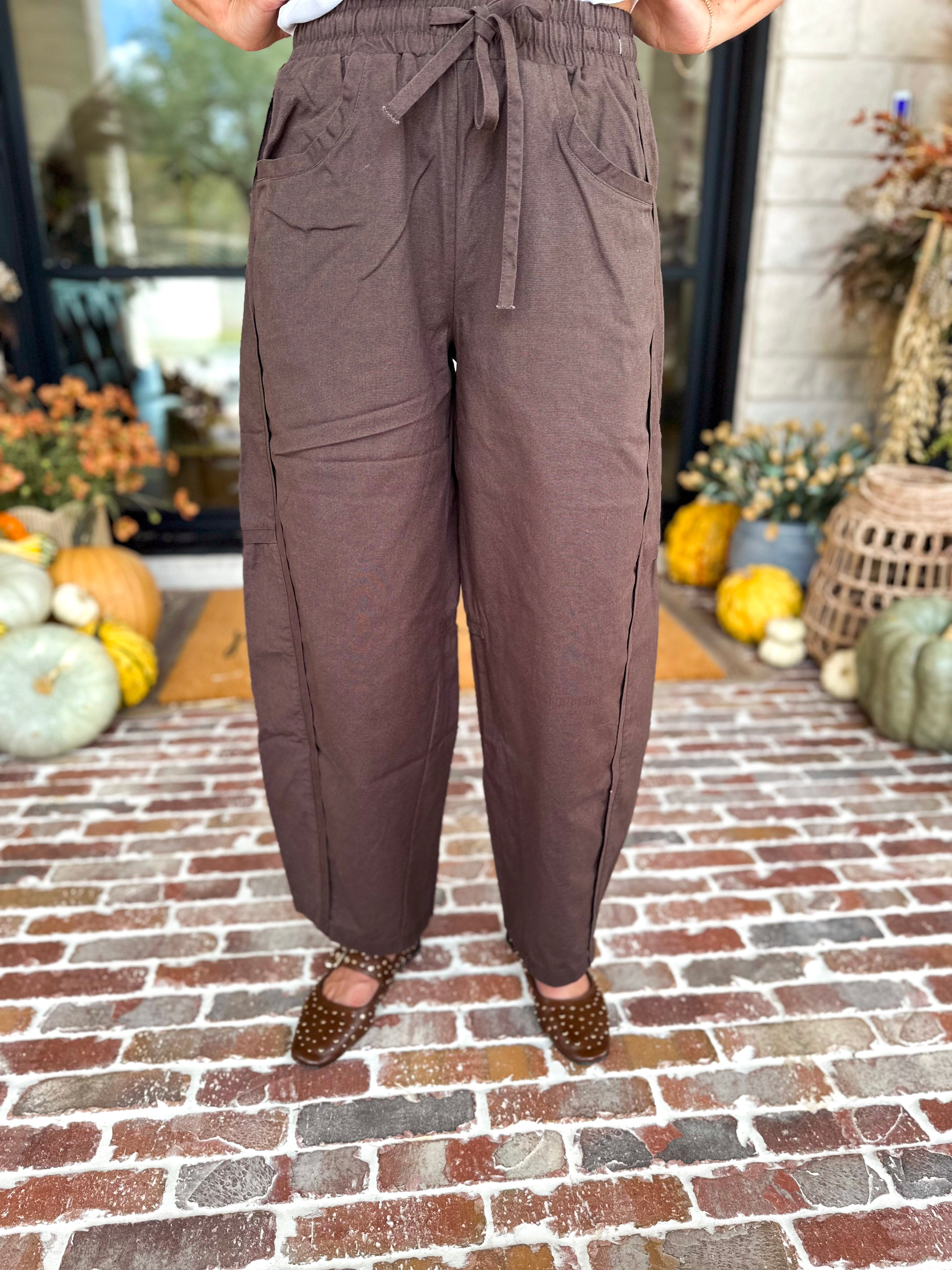 Cotton Barrel Utility Pant - Coffee Bean-400 Pants-MONO B-July & June Women's Fashion Boutique Located in San Antonio, Texas