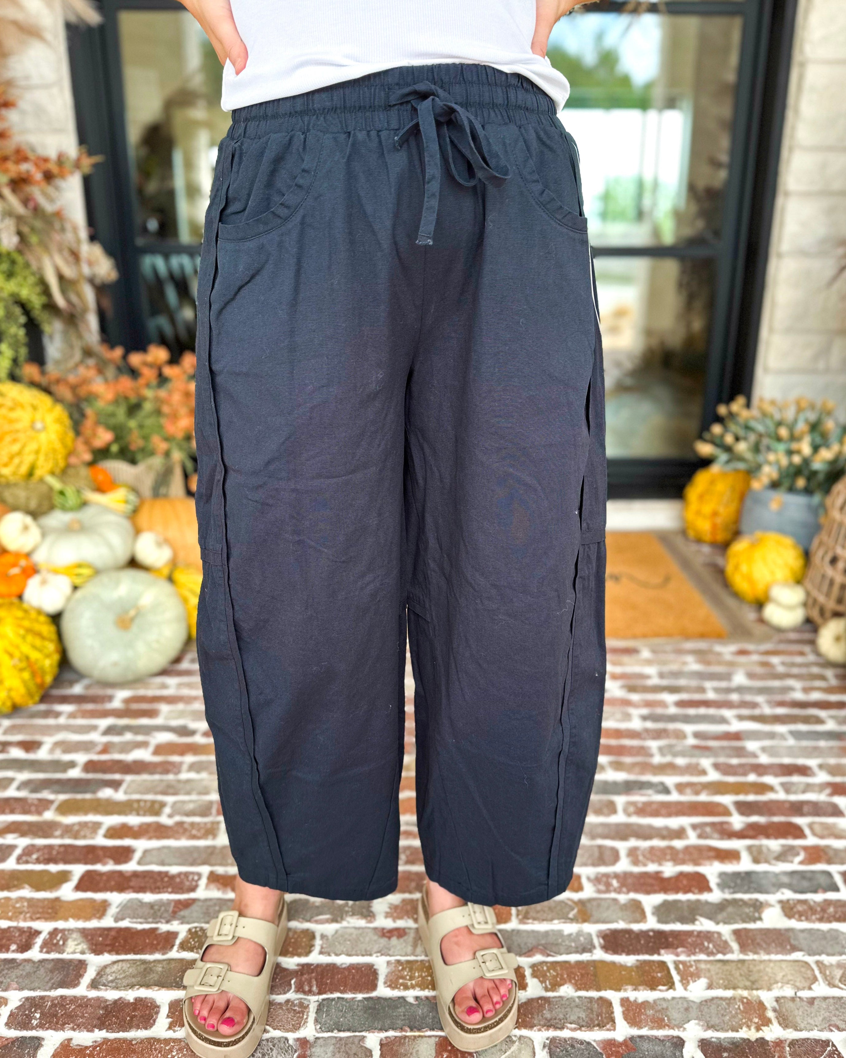 Cotton Barrel Utility Pant - Midnight-400 Pants-MONO B-July & June Women's Fashion Boutique Located in San Antonio, Texas
