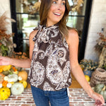 THML - Painted Floral Halter Blouse-200 Fashion Blouses-THML-July & June Women's Fashion Boutique Located in San Antonio, Texas