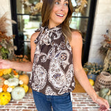 THML - Painted Floral Halter Blouse-200 Fashion Blouses-THML-July & June Women's Fashion Boutique Located in San Antonio, Texas