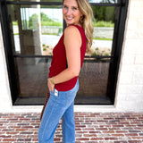 Liverpool - Classic Boatneck Knit Tank - Cranberry-210 Casual Blouses-LIVERPOOL JEANS COMPANY-July & June Women's Fashion Boutique Located in San Antonio, Texas
