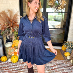Current Air - Steel Blue Flirty Suede Mini Dress-510 Mini-CURRENT AIR CLOTHING-July & June Women's Fashion Boutique Located in San Antonio, Texas
