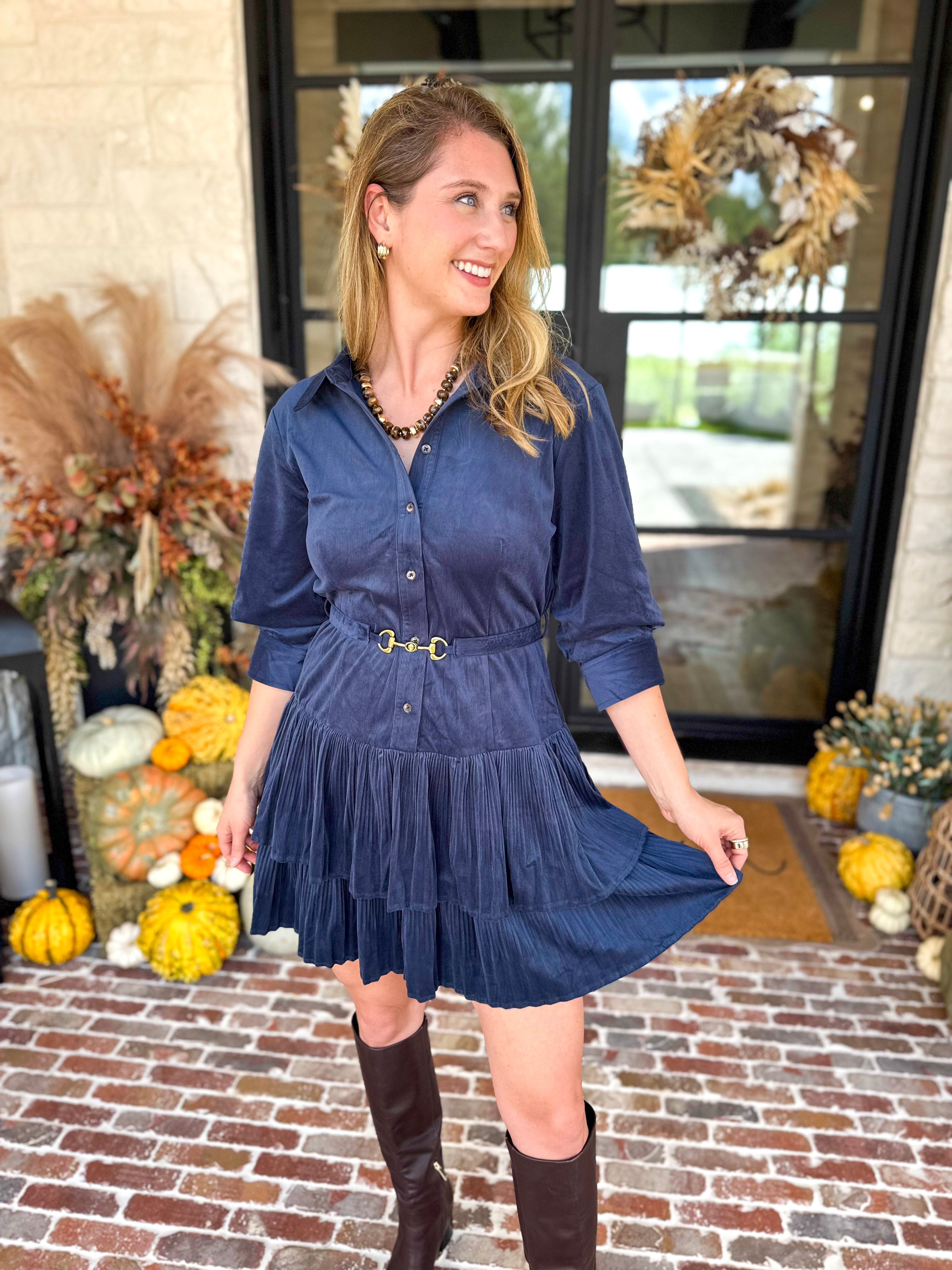 Current Air - Steel Blue Flirty Suede Mini Dress-510 Mini-CURRENT AIR CLOTHING-July & June Women's Fashion Boutique Located in San Antonio, Texas