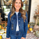 Liverpool - Fit and Flare Denim Jacket-600 Outerwear-LIVERPOOL JEANS COMPANY-July & June Women's Fashion Boutique Located in San Antonio, Texas