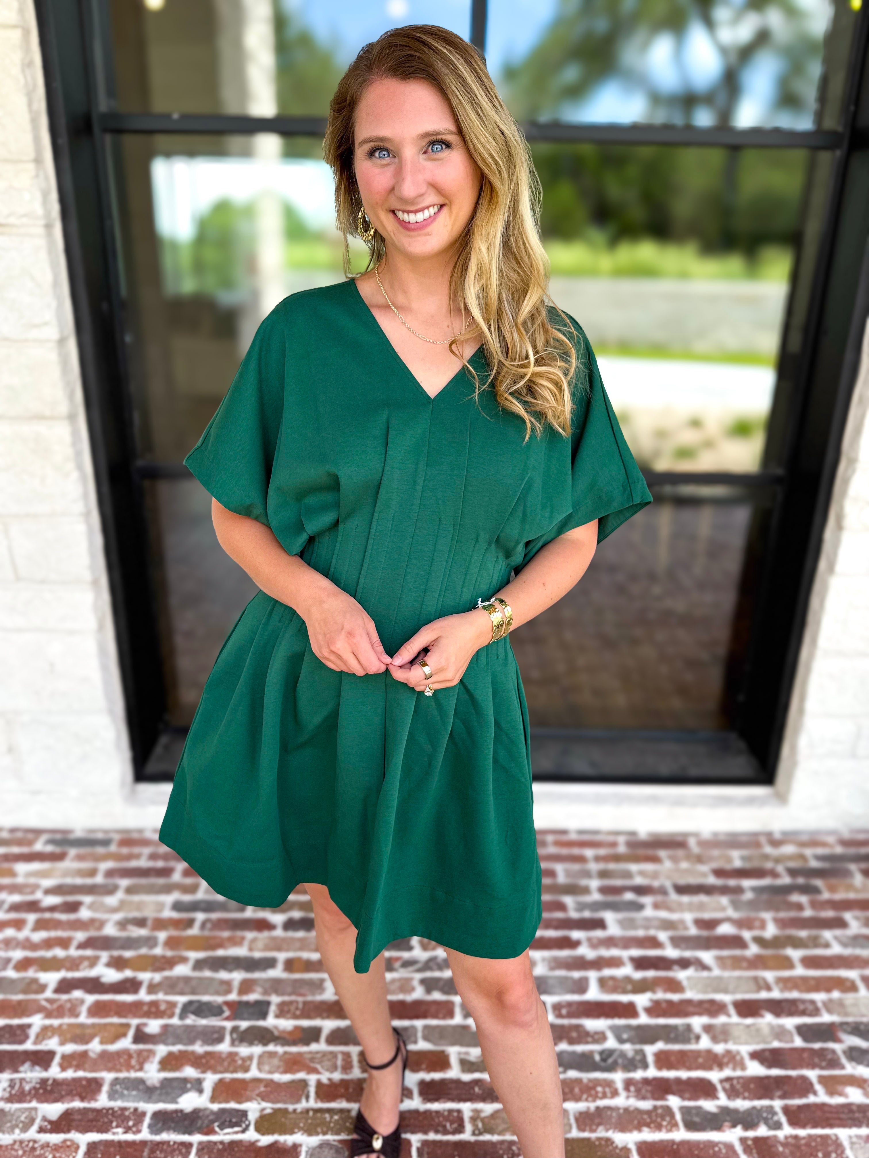 Elevated Chic Mini Dress - Hunter Green-510 Mini-ENTRO-July & June Women's Fashion Boutique Located in San Antonio, Texas
