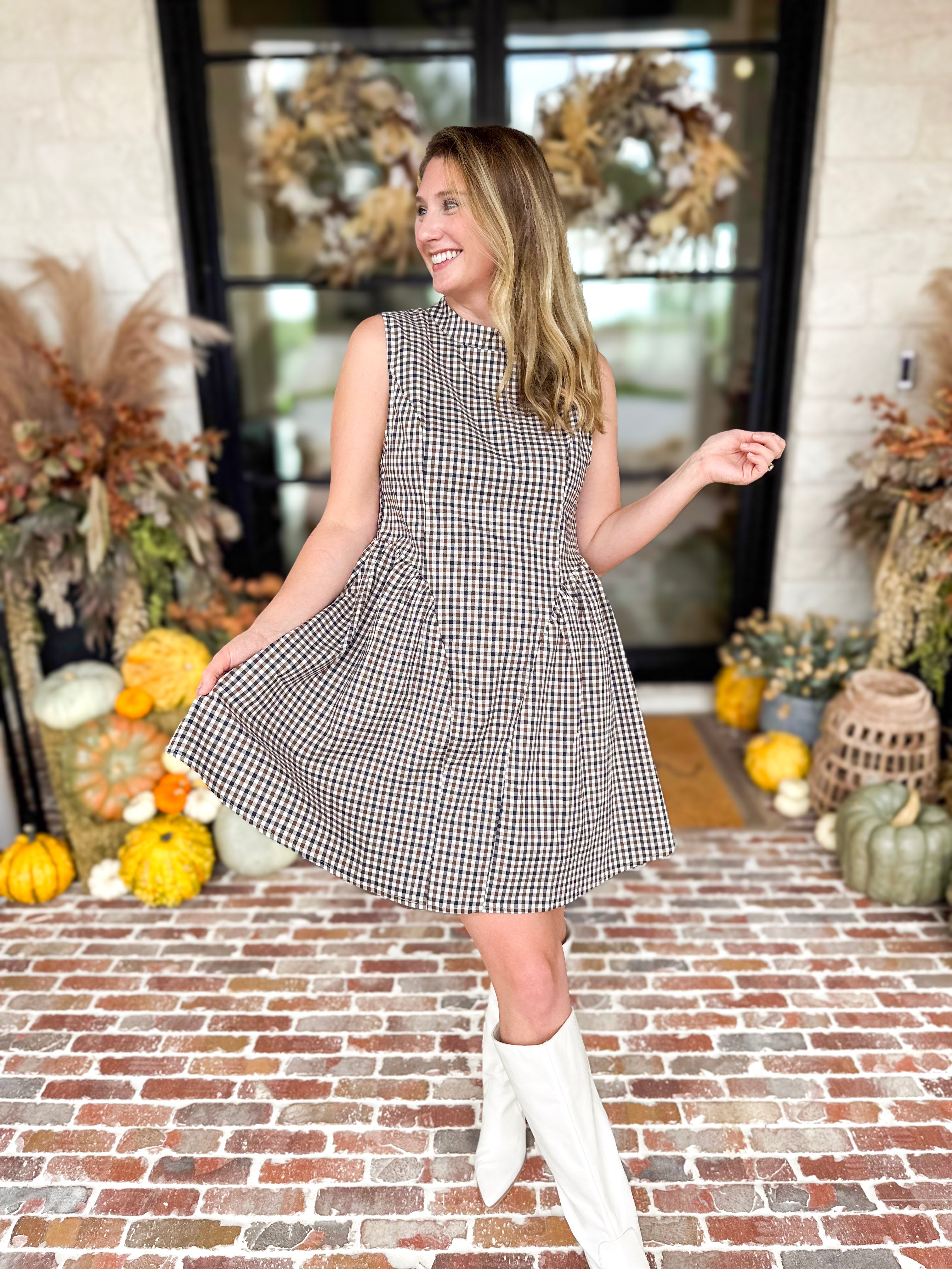 THML - Downtown Gingham Mini Dress-510 Mini-THML-July & June Women's Fashion Boutique Located in San Antonio, Texas