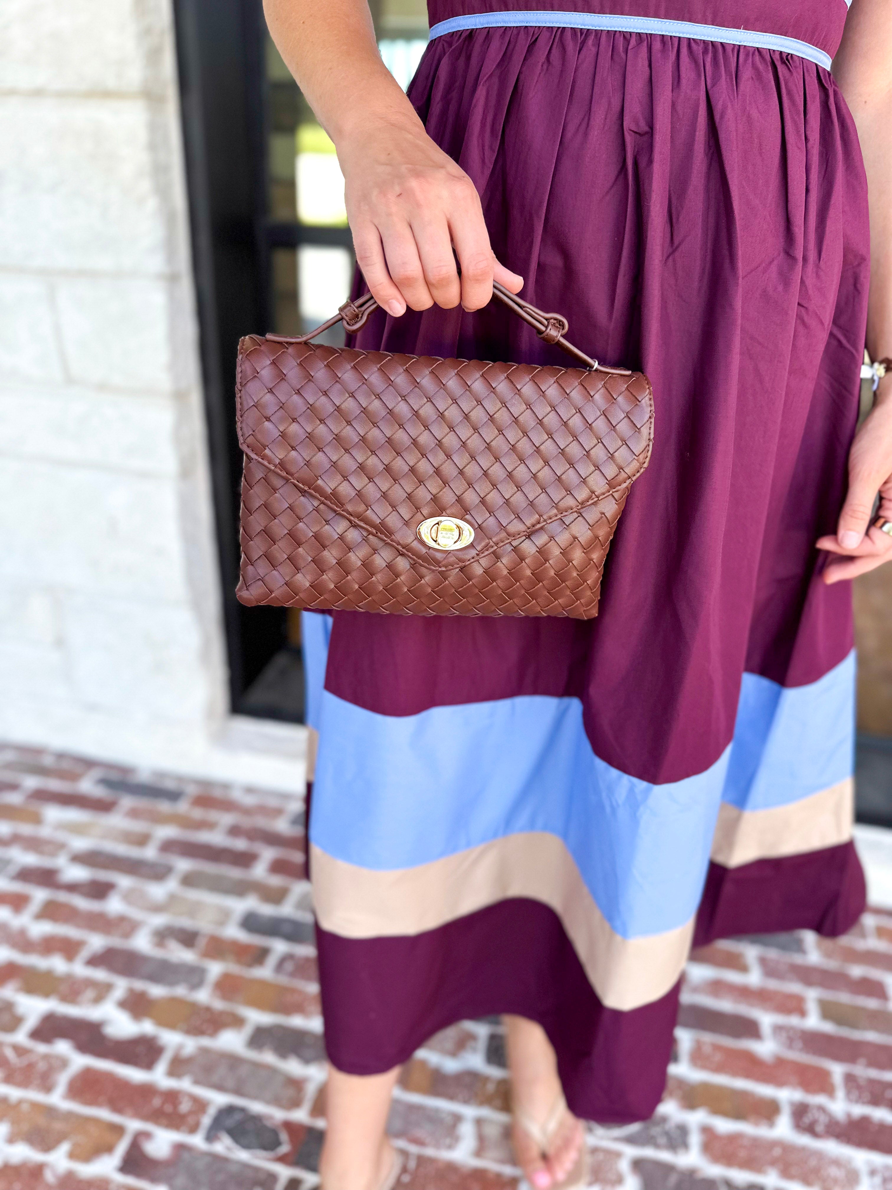 Harper Woven Crossbody Bag - Chocolate-130 ACCESSORIES-Moda Luxe-July & June Women's Fashion Boutique Located in San Antonio, Texas