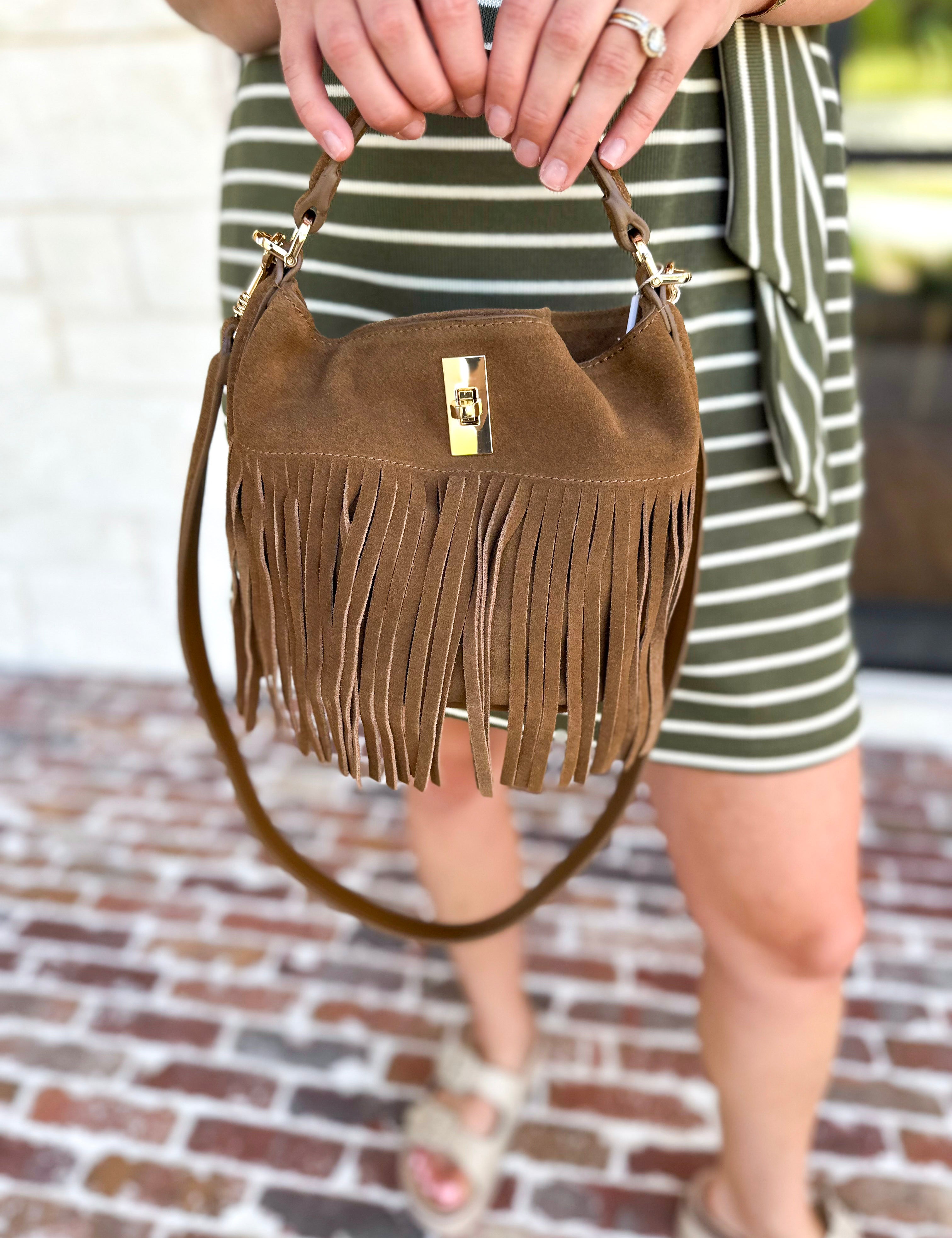 Fringe Crossbody Purse - Hazelnut-130 ACCESSORIES-Moda Luxe-July & June Women's Fashion Boutique Located in San Antonio, Texas