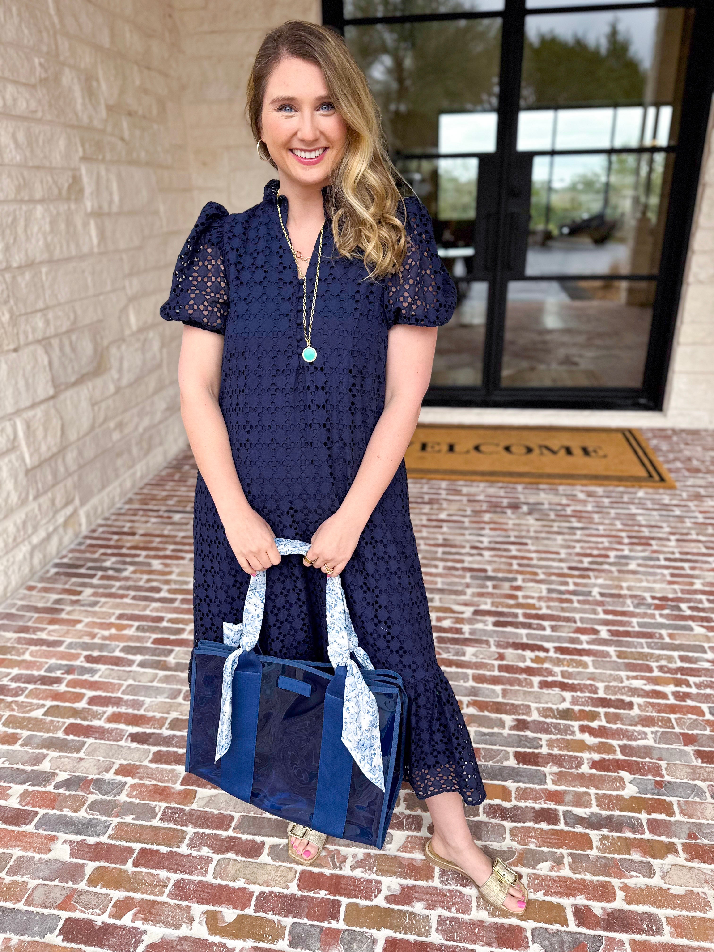 The Graceful Gathering Midi Dress - Navy-500 Midi-ENTRO-July & June Women's Fashion Boutique Located in San Antonio, Texas