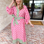 Pink Blooms Midi Dress-500 Midi-ENTRO-July & June Women's Fashion Boutique Located in San Antonio, Texas