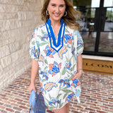 Blue Paisley Mini Dress-510 Mini-ENTRO-July & June Women's Fashion Boutique Located in San Antonio, Texas