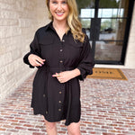 Little Black & Gold Details Mini Dress-510 Mini-ENTRO-July & June Women's Fashion Boutique Located in San Antonio, Texas