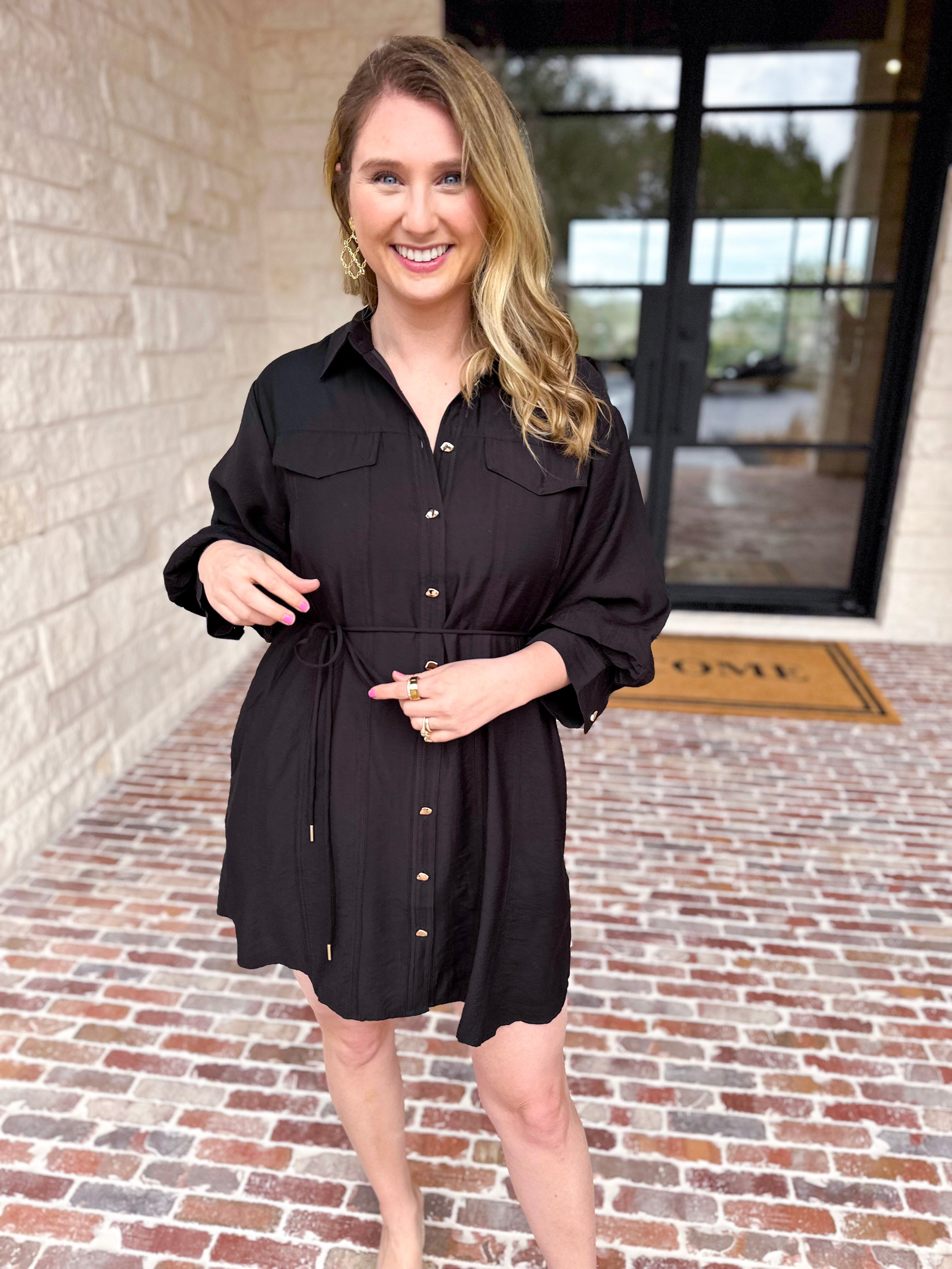 Little Black & Gold Details Mini Dress-510 Mini-ENTRO-July & June Women's Fashion Boutique Located in San Antonio, Texas