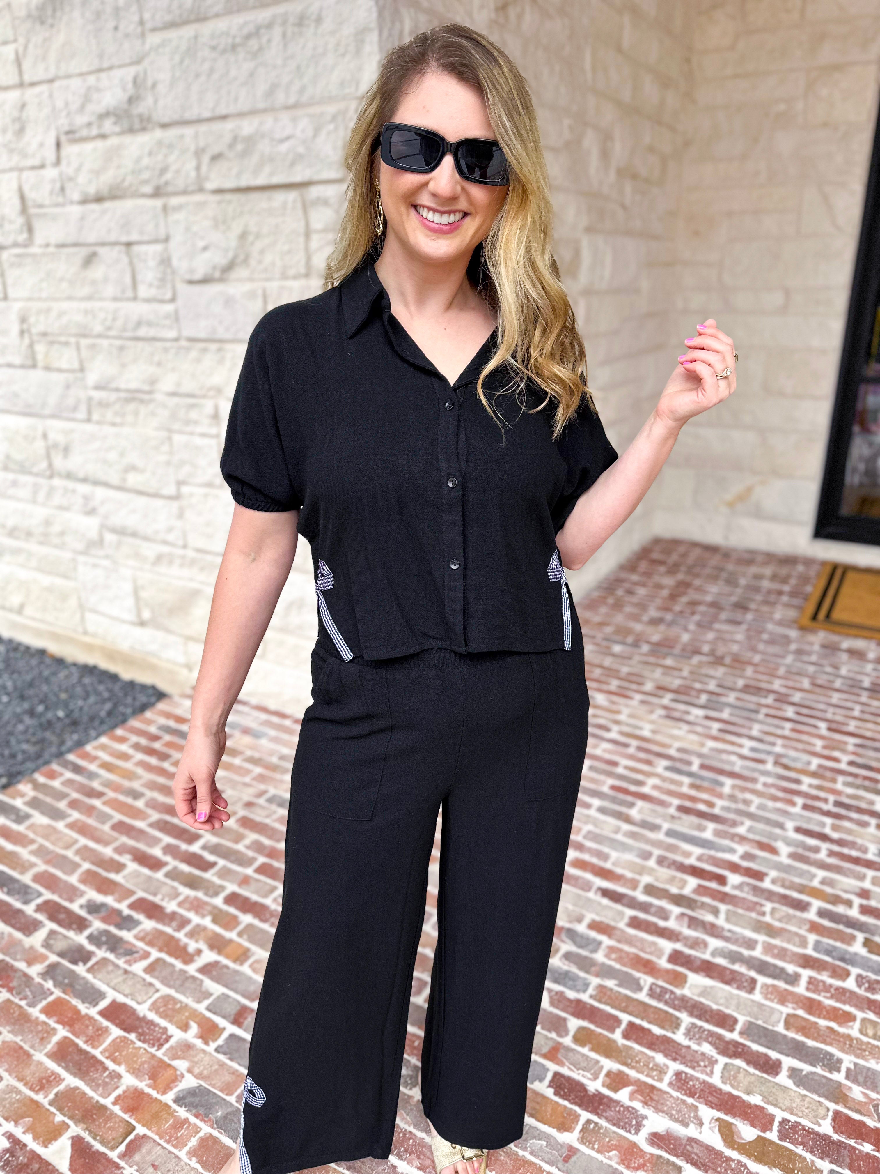 Linen & Gingham Bow Set-500 Midi-ALLIE ROSE-July & June Women's Fashion Boutique Located in San Antonio, Texas