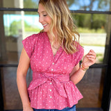 Girls Night Out Blouse - Mauve Rust-200 Fashion Blouses-ENTRO-July & June Women's Fashion Boutique Located in San Antonio, Texas