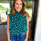 Date Night Polka Dot Top - Green-200 Fashion Blouses-ENTRO-July & June Women's Fashion Boutique Located in San Antonio, Texas