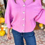 Comfy Oversized Cardigan Top - Pink-230 Sweaters/Cardis-FATE-July & June Women's Fashion Boutique Located in San Antonio, Texas