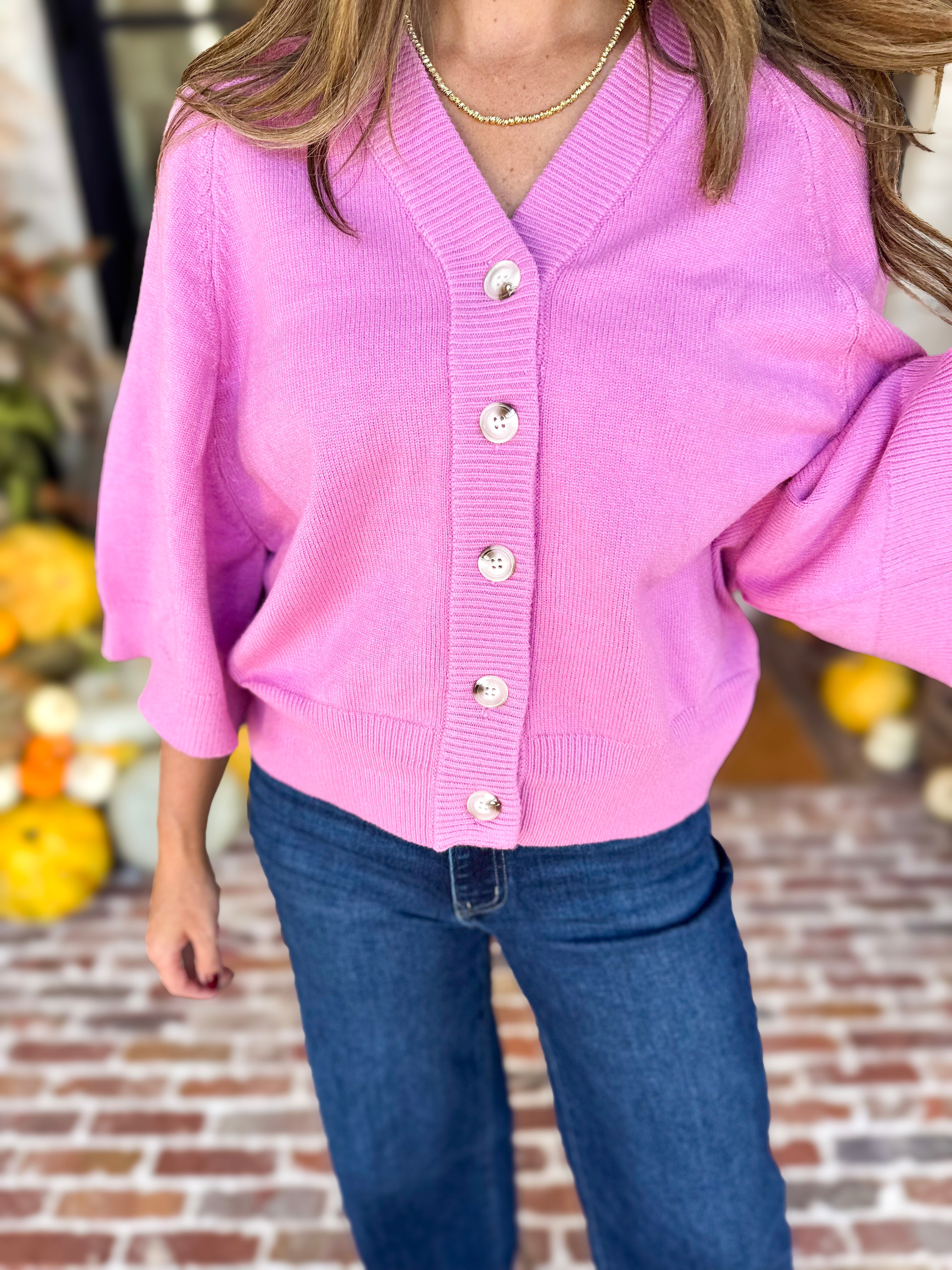 Comfy Oversized Cardigan Top - Pink-230 Sweaters/Cardis-FATE-July & June Women's Fashion Boutique Located in San Antonio, Texas