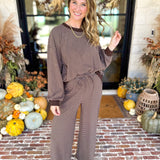 Cozy Time Lounge Set - Chocolate Cream-300 Athleisure/Lounge-POLOGRAM-July & June Women's Fashion Boutique Located in San Antonio, Texas