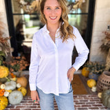 Liverpool - The Classic White Button Down-200 Fashion Blouses-LIVERPOOL JEANS COMPANY-July & June Women's Fashion Boutique Located in San Antonio, Texas