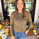 The Everyday Girl Olive Cardigan-230 Sweaters/Cardis-SKIES ARE BLUE-July & June Women's Fashion Boutique Located in San Antonio, Texas