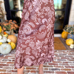 Current Air - Satin Blushing Florals Midi Skirt-410 Shorts/Skirts-CURRENT AIR CLOTHING-July & June Women's Fashion Boutique Located in San Antonio, Texas