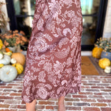 Current Air - Satin Blushing Florals Midi Skirt-410 Shorts/Skirts-CURRENT AIR CLOTHING-July & June Women's Fashion Boutique Located in San Antonio, Texas