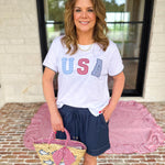 USA Relaxed Tee-210 Casual Blouses-SHIRALEAH-July & June Women's Fashion Boutique Located in San Antonio, Texas