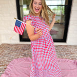 Mary Square - Elaine Gingham Midi Dress-MARY SQUARE-July & June Women's Fashion Boutique Located in San Antonio, Texas