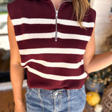PINK FRIDAY DOORBUSTERS - Half Zip Sweater - Maroon - ONLINE - FINAL SALE-PINK FRIDAY DOORBUSTERS-DOUBLE ZERO-July & June Women's Fashion Boutique Located in San Antonio, Texas
