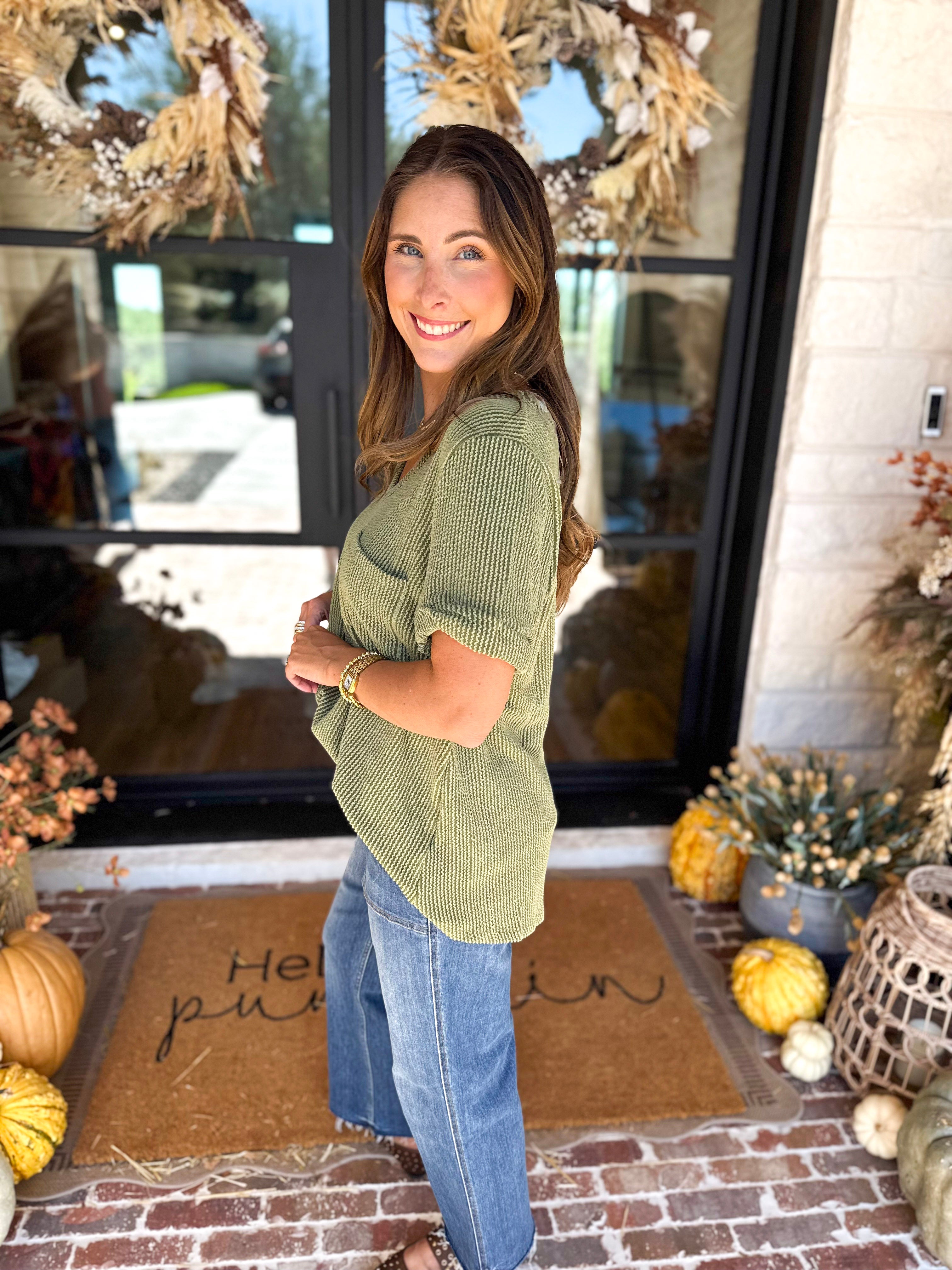 PINK FRIDAY DOORBUSTERS - Ribbed Top - Olive - ONLINE - FINAL SALE-PINK FRIDAY DOORBUSTERS-ENTRO-July & June Women's Fashion Boutique Located in San Antonio, Texas