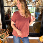 PINK FRIDAY DOORBUSTERS - Ribbed Top - Rust - ONLINE - FINAL SALE-PINK FRIDAY DOORBUSTERS-ENTRO-July & June Women's Fashion Boutique Located in San Antonio, Texas