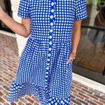 Mary Square - Jema Gingham Navy Mix Midi Dress-500 Midi-MARY SQUARE-July & June Women's Fashion Boutique Located in San Antonio, Texas