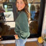 PINK FRIDAY DOORBUSTERS - Henley Polo Top - Green - ONLINE - FINAL SALE-PINK FRIDAY DOORBUSTERS-DOUBLE ZERO-July & June Women's Fashion Boutique Located in San Antonio, Texas