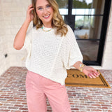 Asymmetrical Knit Sweater Top - Off White-230 Sweaters/Cardis-RAE MODE-July & June Women's Fashion Boutique Located in San Antonio, Texas