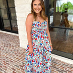 Summer In Bloom Midi Dress-500 Midi-SKIES ARE BLUE-July & June Women's Fashion Boutique Located in San Antonio, Texas